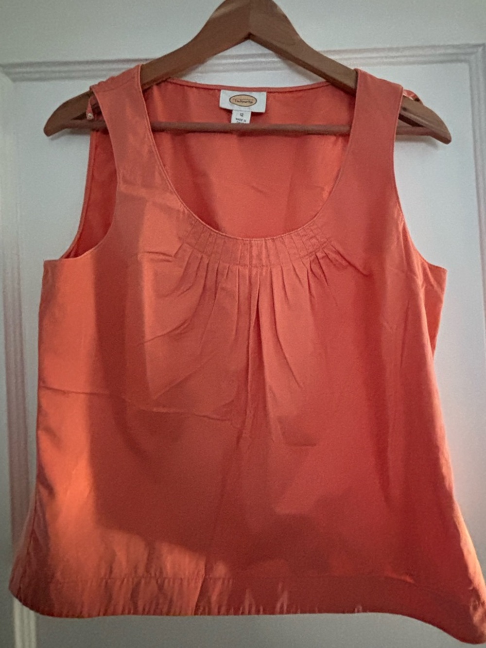 Talbots Coral Pleated Scoop Neck Silk-Blend Tank